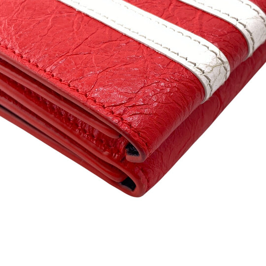 BALENCIAGA Tri-fold wallet 721893 leather Red adidas collaboration Compact wallet mens(Unisex) Used Authentic