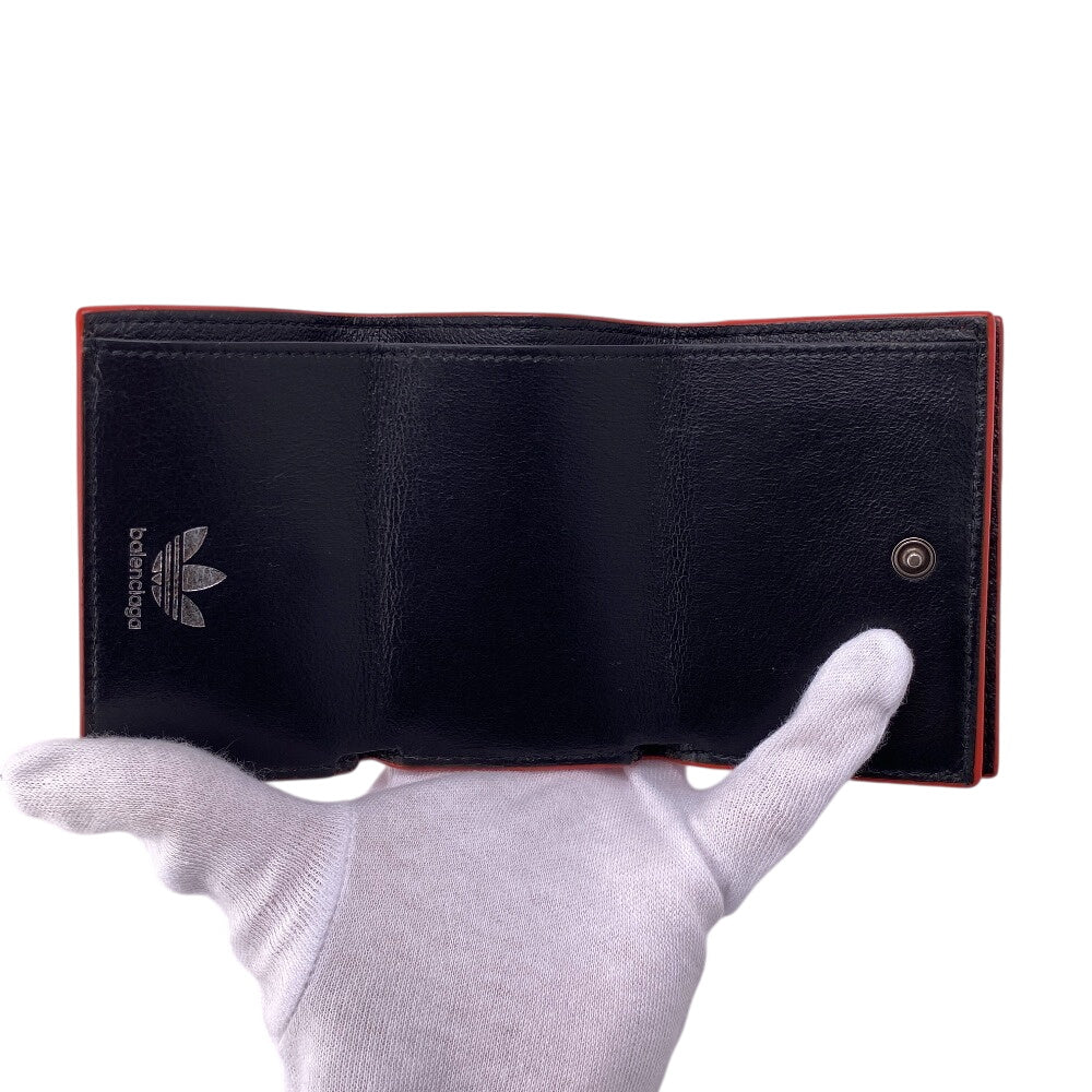 BALENCIAGA Tri-fold wallet 721893 leather Red adidas collaboration Compact wallet mens(Unisex) Used Authentic