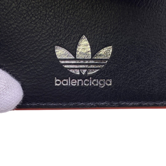BALENCIAGA Tri-fold wallet 721893 leather Red adidas collaboration Compact wallet mens(Unisex) Used Authentic