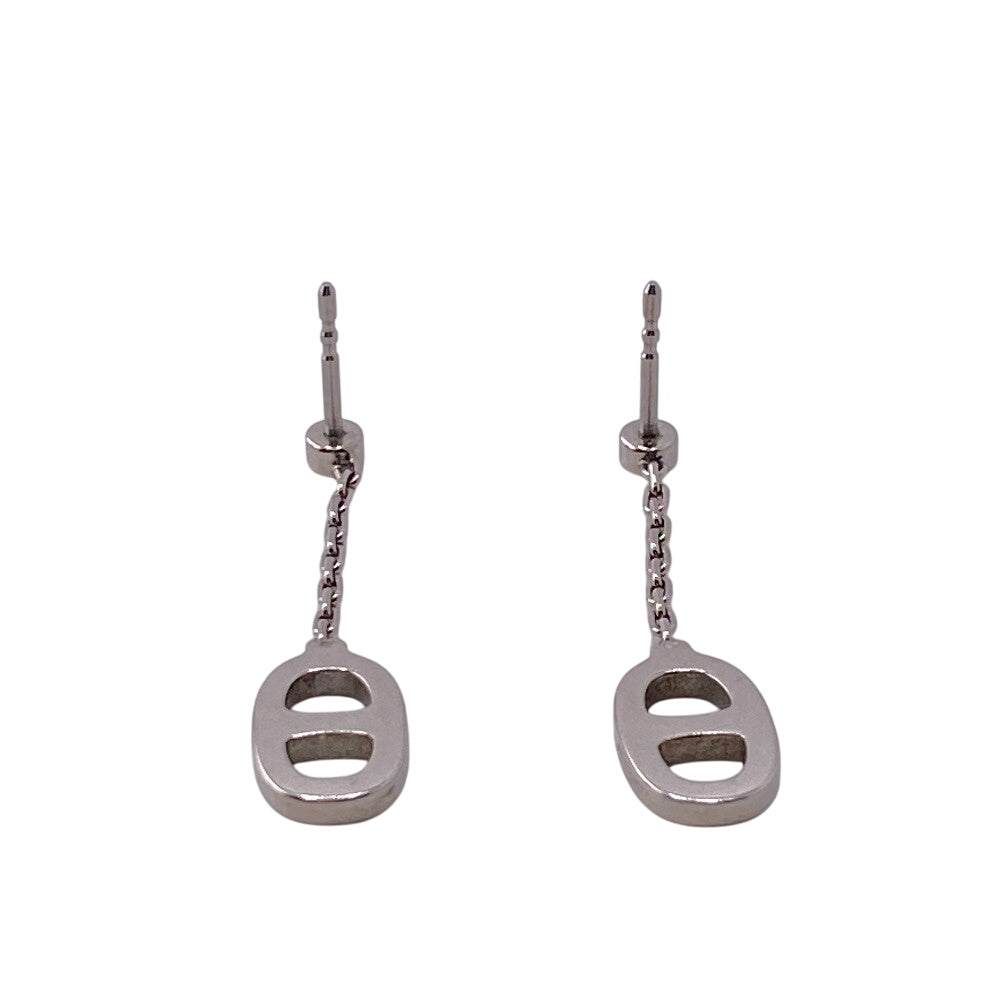 HERMES Pierce Gold Plated Silver Chene Dunkle Women Used Authentic