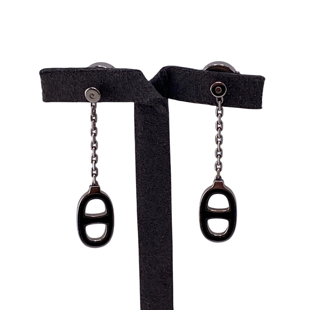 HERMES Pierce Gold Plated Silver Chene Dunkle Women Used Authentic