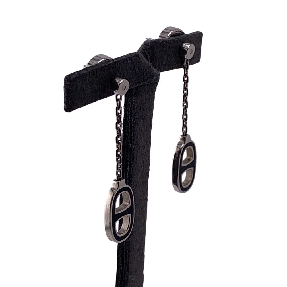 HERMES Pierce Gold Plated Silver Chene Dunkle Women Used Authentic