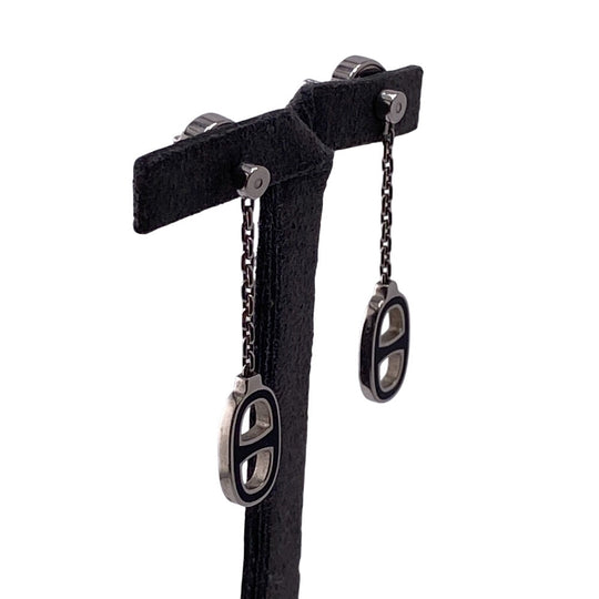 HERMES Pierce Gold Plated Silver Chene Dunkle Women Used Authentic