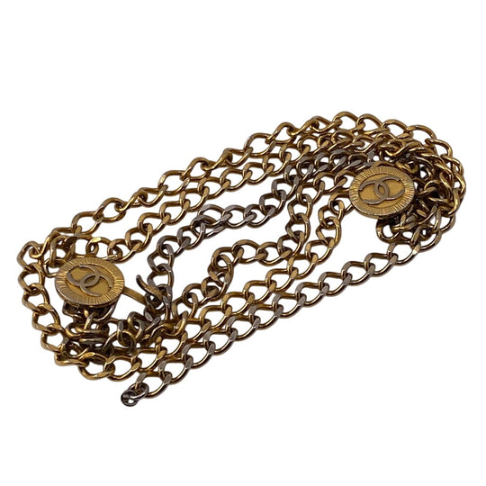 CHANEL belt Gold Plated gold COCO Mark 1984 Chain Women Used Authentic
