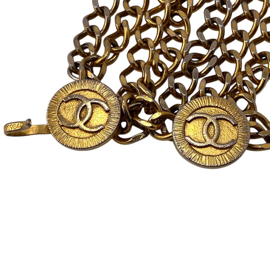 CHANEL belt Gold Plated gold COCO Mark 1984 Chain Women Used Authentic