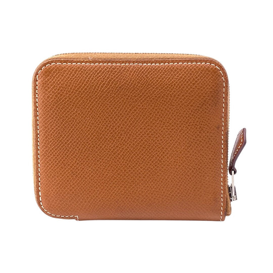 HERMES Coin case Epsom, Silk Brown Silk in Epsom Azap Women Used Authentic
