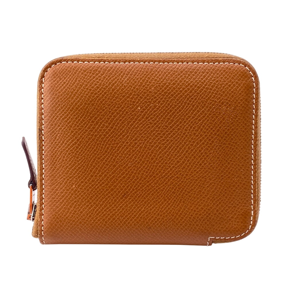 HERMES Coin case Epsom, Silk Brown Silk in Epsom Azap Women Used Authentic