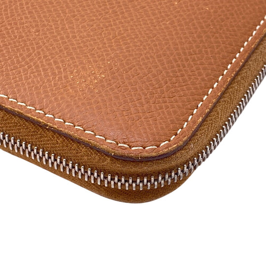HERMES Coin case Epsom, Silk Brown Silk in Epsom Azap Women Used Authentic