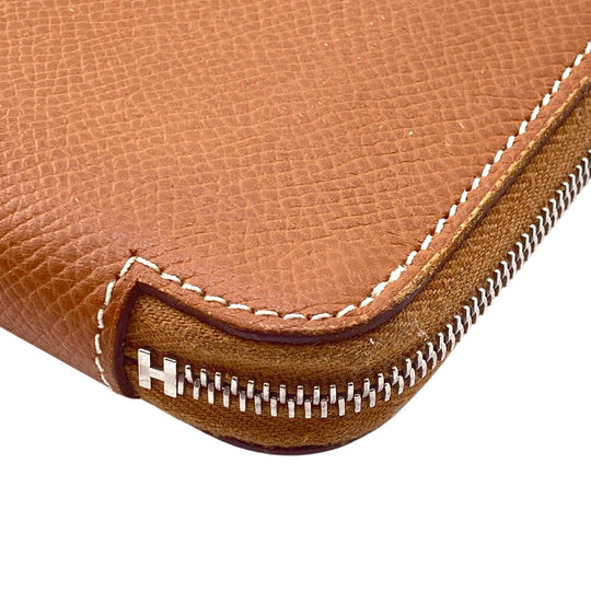 HERMES Coin case Epsom, Silk Brown Silk in Epsom Azap Women Used Authentic