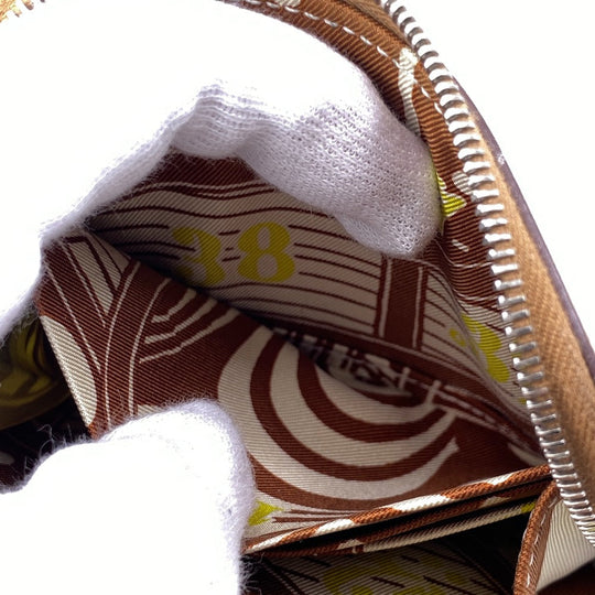 HERMES Coin case Epsom, Silk Brown Silk in Epsom Azap Women Used Authentic
