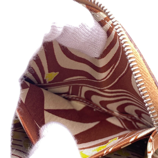 HERMES Coin case Epsom, Silk Brown Silk in Epsom Azap Women Used Authentic