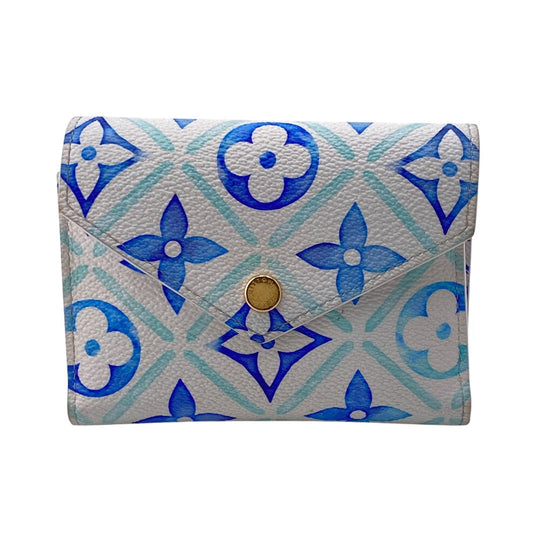 LOUIS VUITTON Bifold Wallet M83623 Monogram blue Monogram Portefeuille Victorine Women Used Authentic