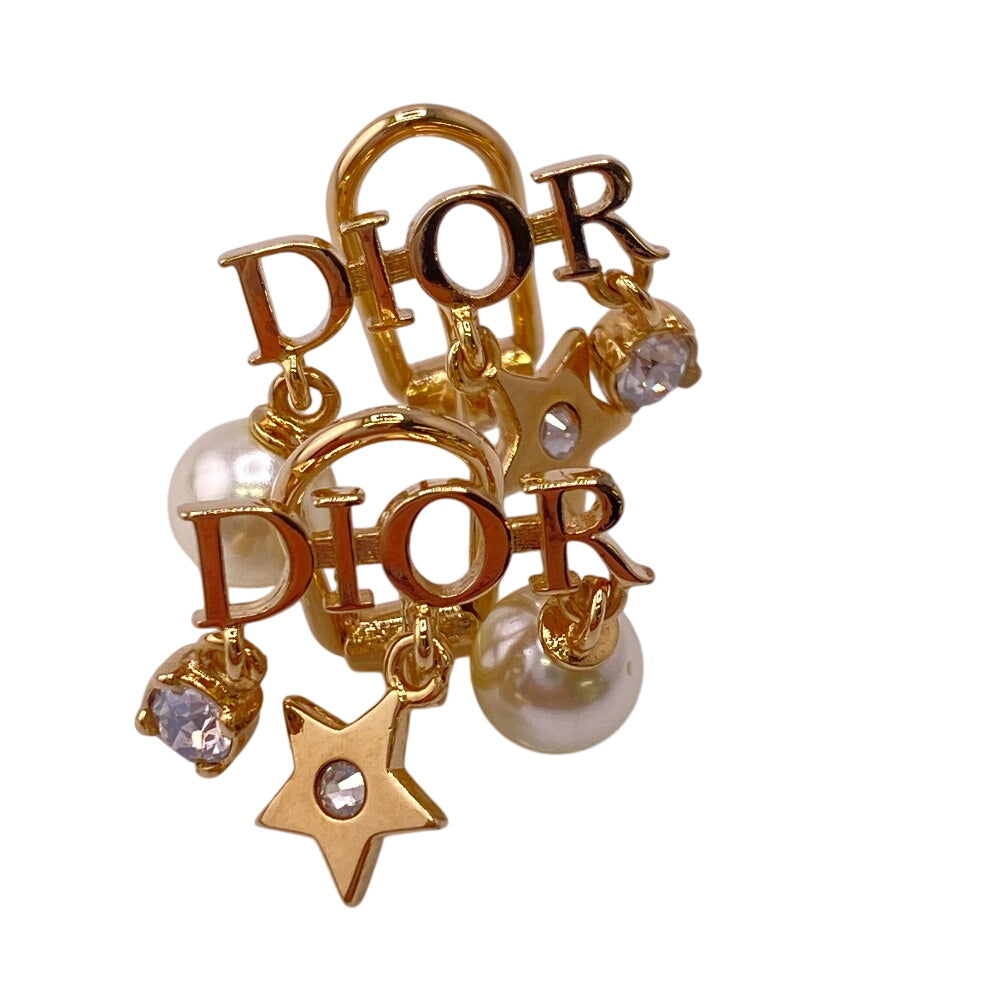 Christian Dior Earring Gold Plated gold Rhinestone faux pearl Dio(r)evolution Women Used Authentic