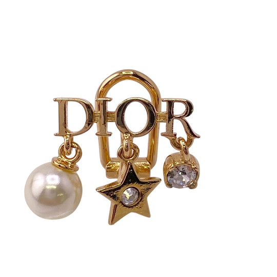 Christian Dior Earring Gold Plated gold Rhinestone faux pearl Dio(r)evolution Women Used Authentic