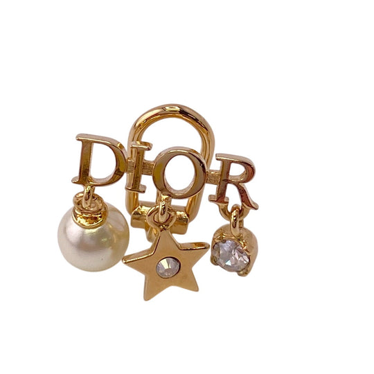 Christian Dior Earring Gold Plated gold Rhinestone faux pearl Dio(r)evolution Women Used Authentic