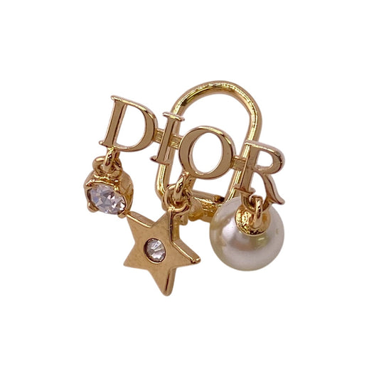 Christian Dior Earring Gold Plated gold Rhinestone faux pearl Dio(r)evolution Women Used Authentic