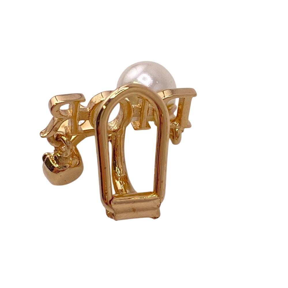 Christian Dior Earring Gold Plated gold Rhinestone faux pearl Dio(r)evolution Women Used Authentic