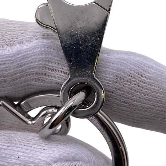 HERMES key ring Stainless Steel black Illusion mens Used Authentic