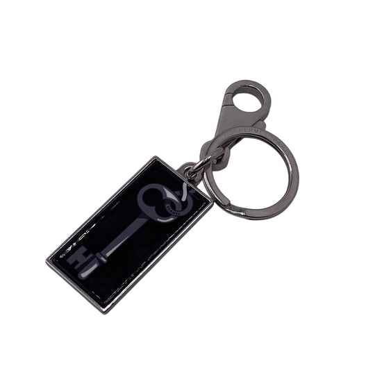 HERMES key ring Stainless Steel black Illusion mens Used Authentic