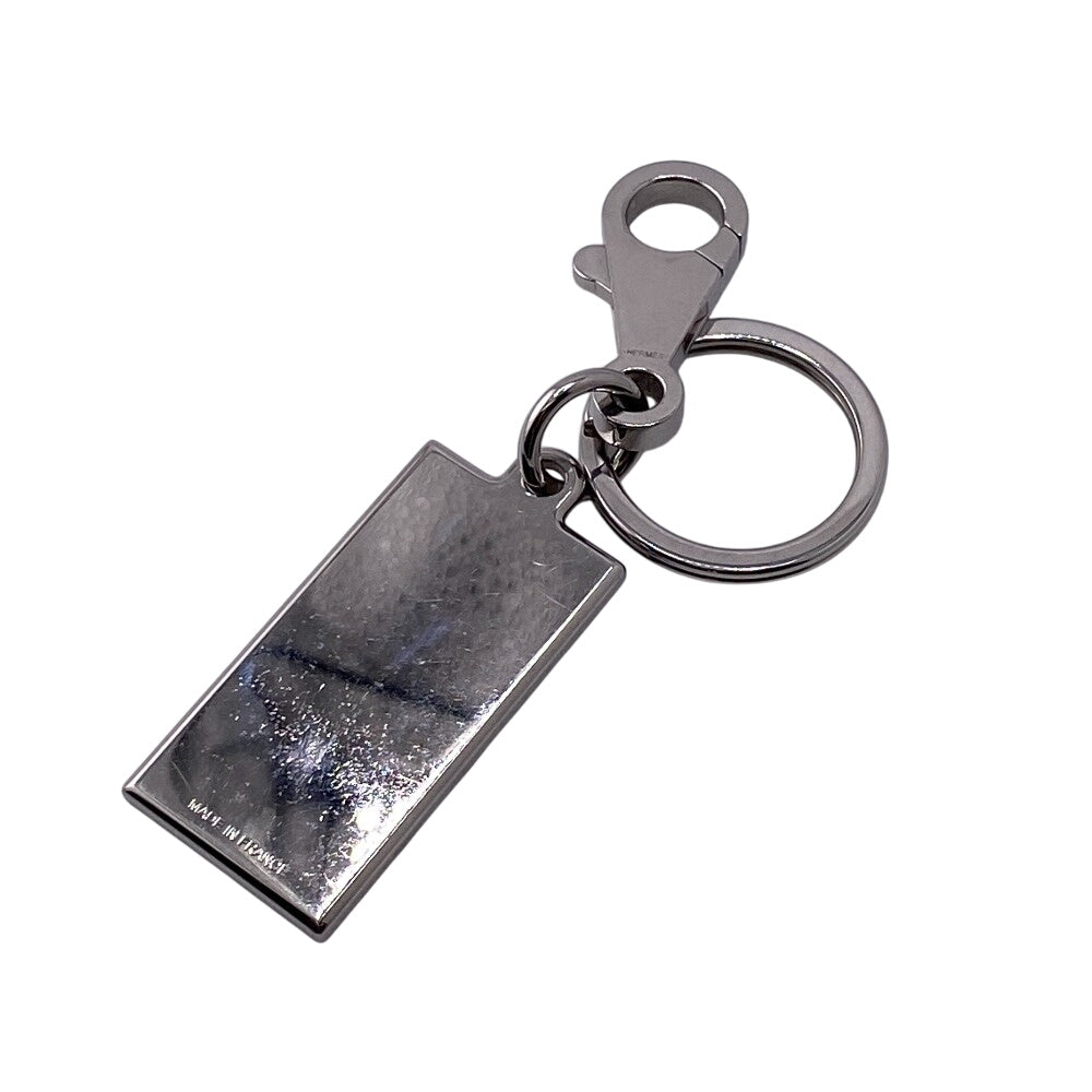 HERMES key ring Stainless Steel black Illusion mens Used Authentic