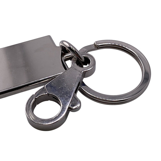 HERMES key ring Stainless Steel black Illusion mens Used Authentic