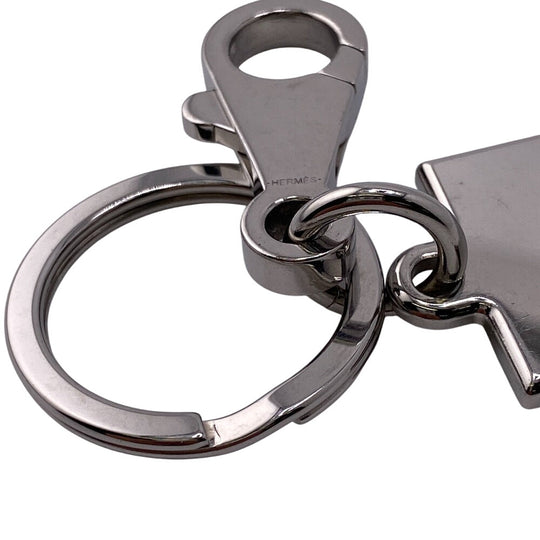 HERMES key ring Stainless Steel black Illusion mens Used Authentic