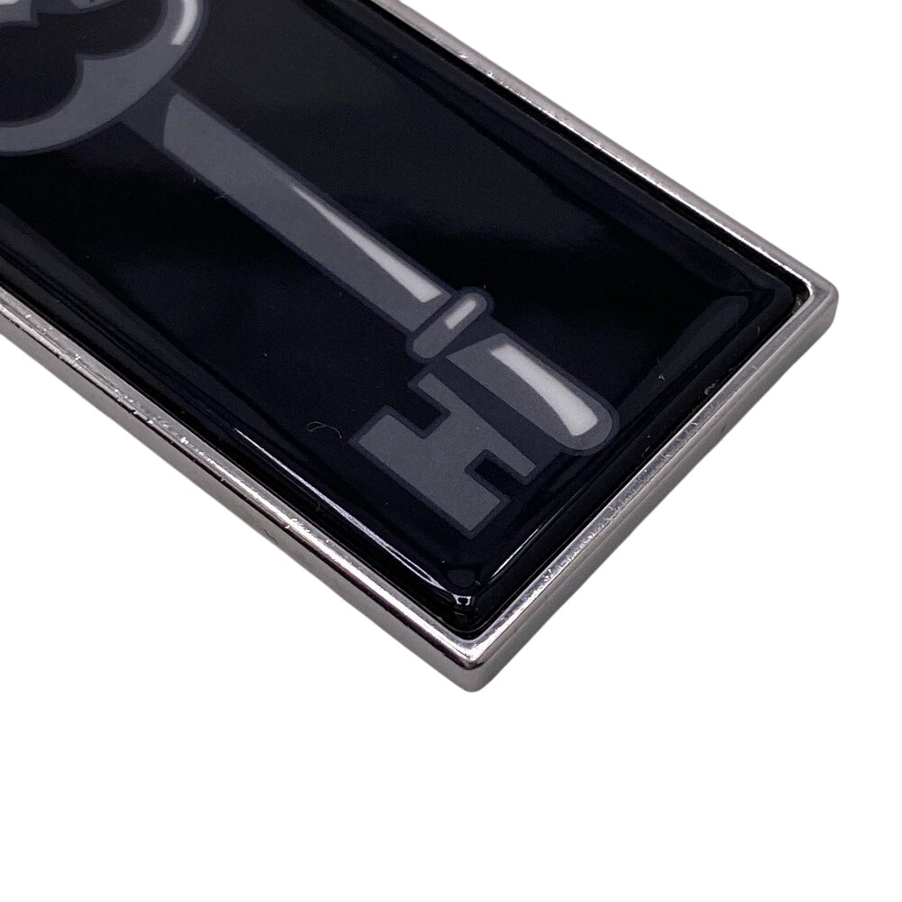 HERMES key ring Stainless Steel black Illusion mens Used Authentic