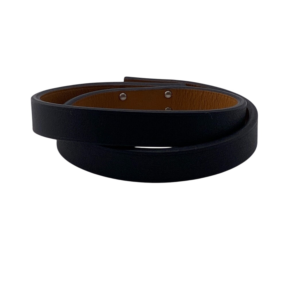 HERMES bracelet Gold Plated, Leather black U:2022 Kelly DeBultour unisex(Unisex) T3 Used Authentic
