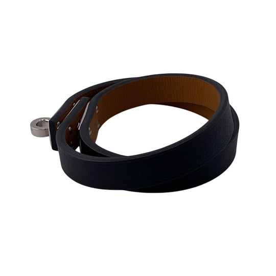 HERMES bracelet Gold Plated, Leather black U:2022 Kelly DeBultour unisex(Unisex) T3 Used Authentic