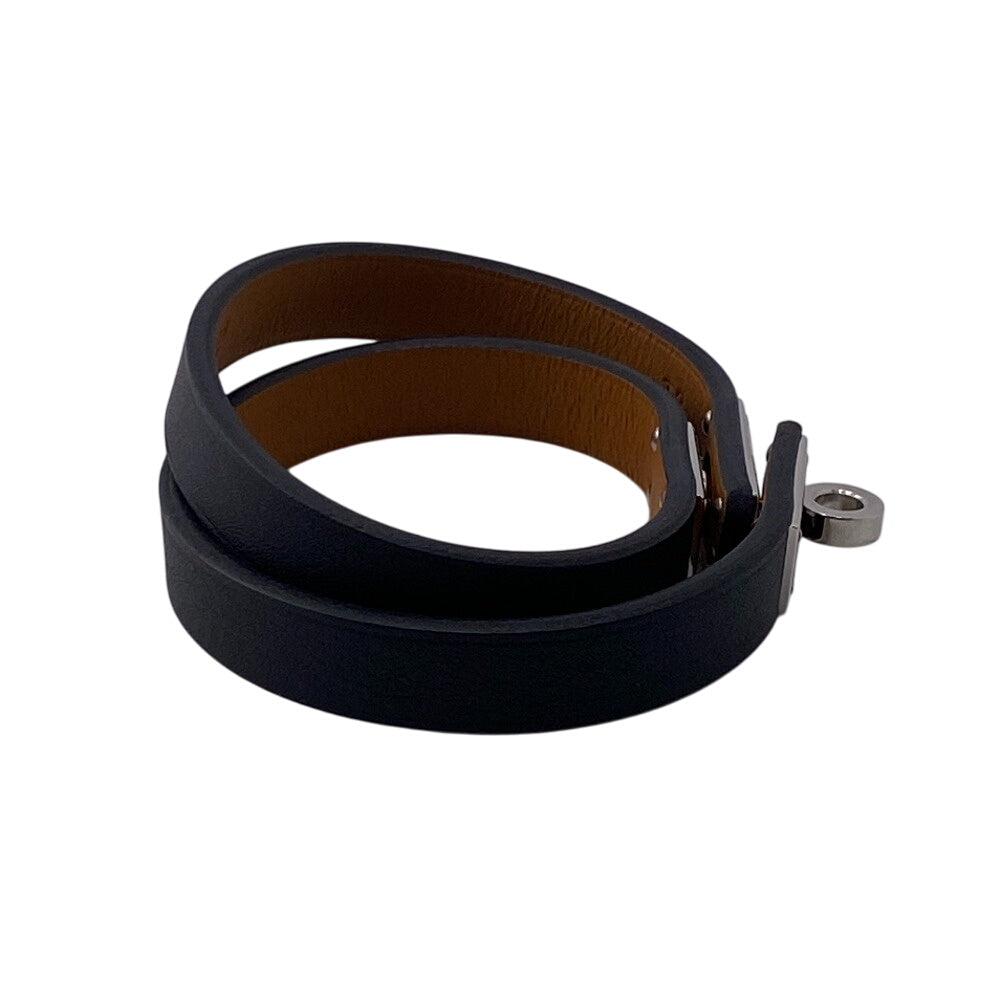 HERMES bracelet Gold Plated, Leather black U:2022 Kelly DeBultour unisex(Unisex) T3 Used Authentic