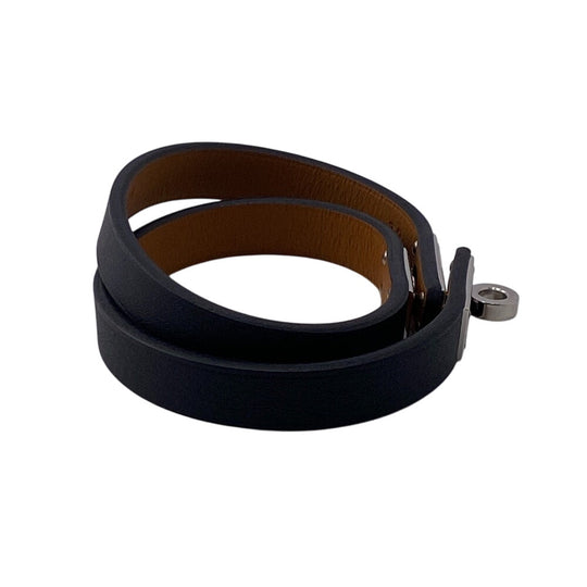 HERMES bracelet Gold Plated, Leather black U:2022 Kelly DeBultour unisex(Unisex) T3 Used Authentic