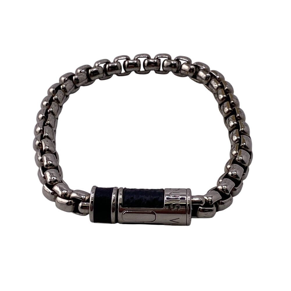 LOUIS VUITTON Bangle M62592 Gold Plated, Monogram Silver Chain Monogram Eclipse unisex(Unisex) Used Authentic