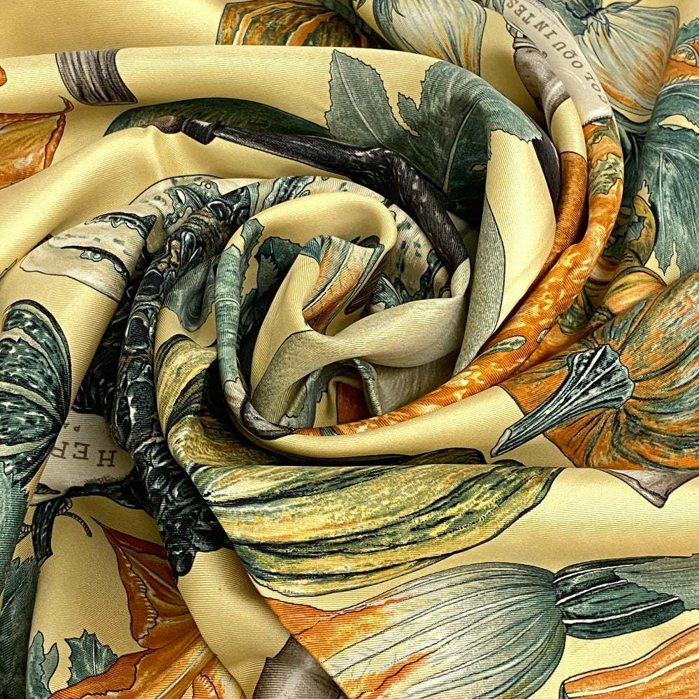 HERMES scarf silk multicolor Carre90 Pumpkin and colocynth Women Used Authentic