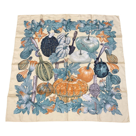 HERMES scarf silk multicolor Carre90 Pumpkin and colocynth Women Used Authentic