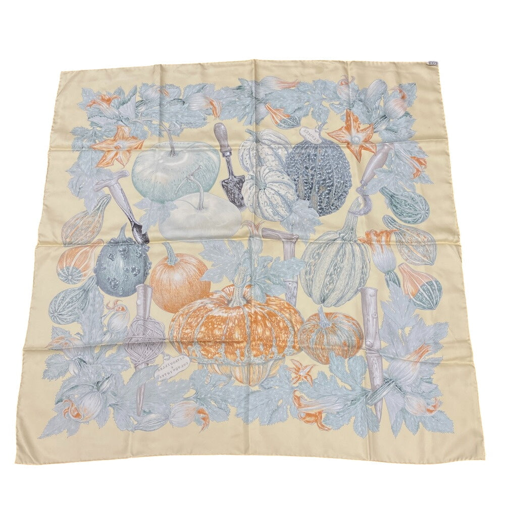 HERMES scarf silk multicolor Carre90 Pumpkin and colocynth Women Used Authentic