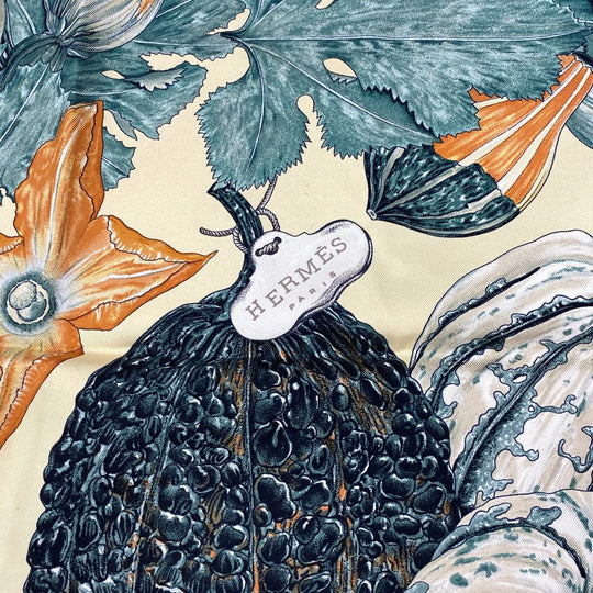 HERMES scarf silk multicolor Carre90 Pumpkin and colocynth Women Used Authentic