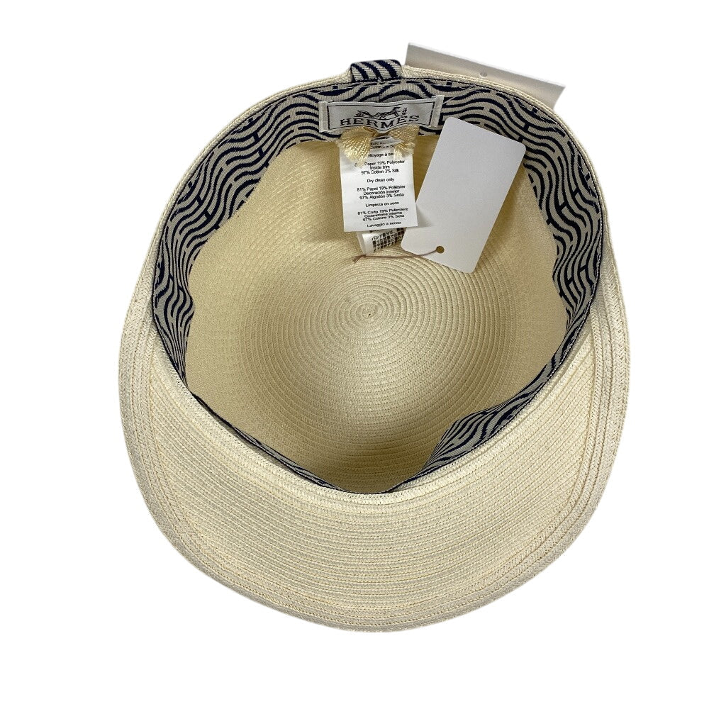 HERMES Casquette paper beige Serie Women 56 Used Authentic
