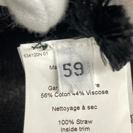 HERMES Casquette Raffia black Panama Cap Raffia Riley Women 59 Used Authentic
