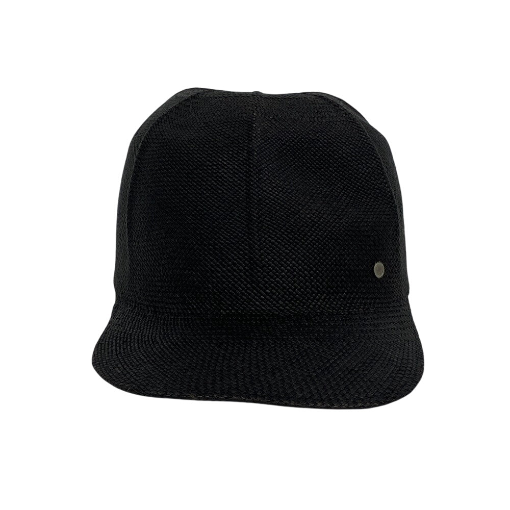 HERMES Casquette Raffia black Panama Cap Raffia Riley Women 59 Used Authentic