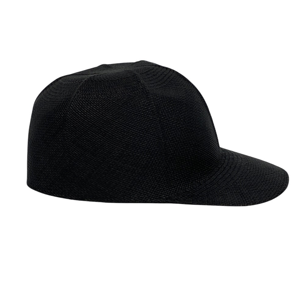 HERMES Casquette Raffia black Panama Cap Raffia Riley Women 59 Used Authentic