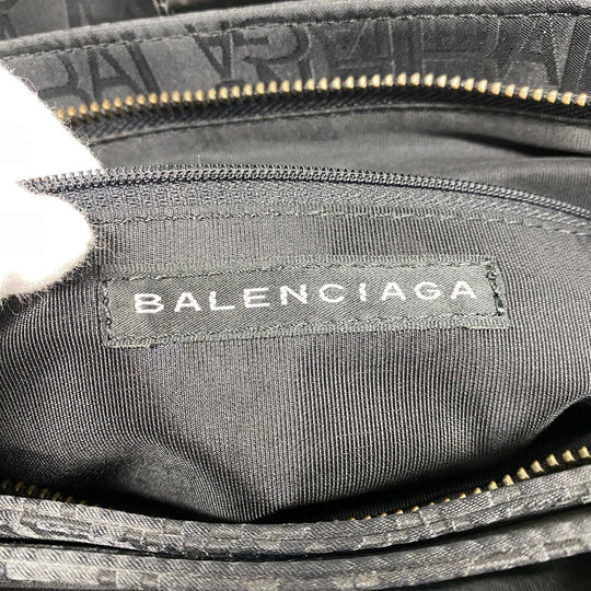 BALENCIAGA Tote Bag Nylon black Logo all-over pattern Women Used Authentic