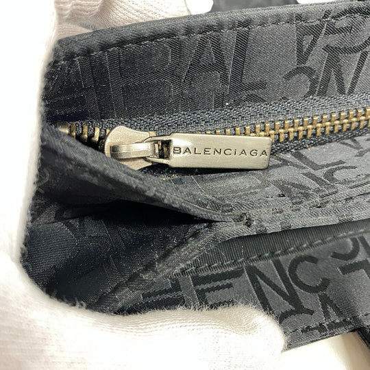 BALENCIAGA Tote Bag Nylon black Logo all-over pattern Women Used Authentic
