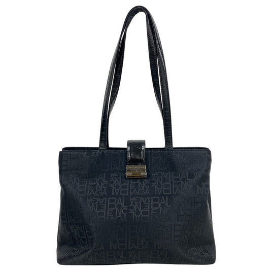 BALENCIAGA Tote Bag Nylon black Logo all-over pattern Women Used Authentic