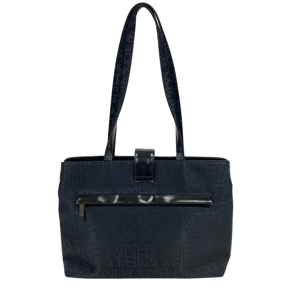 BALENCIAGA Tote Bag Nylon black Logo all-over pattern Women Used Authentic