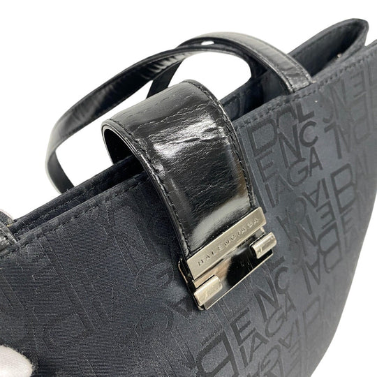 BALENCIAGA Tote Bag Nylon black Logo all-over pattern Women Used Authentic
