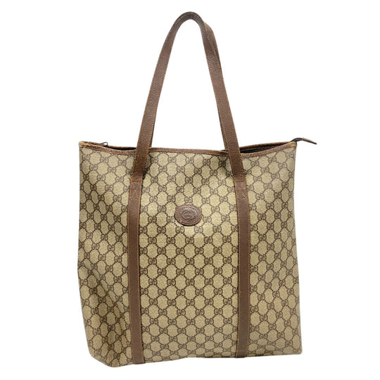 GUCCI Tote Bag 156 02 110 PVC coated canvas Brown 1 GG Supreme mens(Unisex) Used Authentic