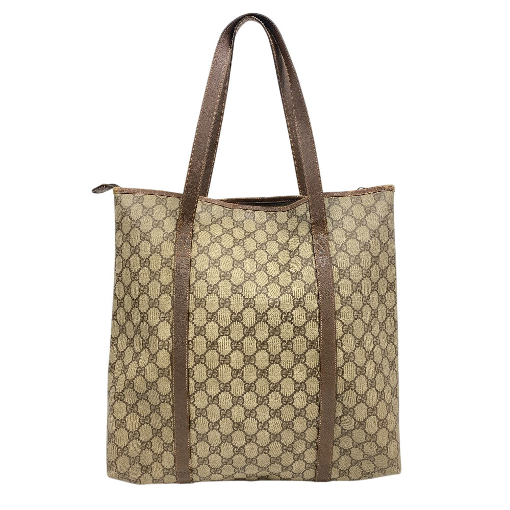 GUCCI Tote Bag 156 02 110 PVC coated canvas Brown 1 GG Supreme mens(Unisex) Used Authentic