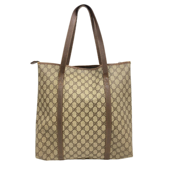 GUCCI Tote Bag 156 02 110 PVC coated canvas Brown 1 GG Supreme mens(Unisex) Used Authentic