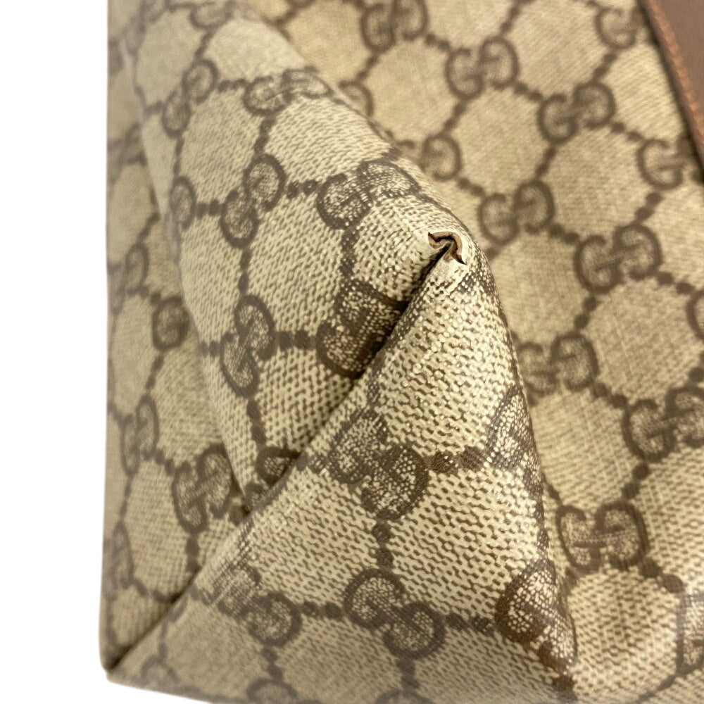 GUCCI Tote Bag 156 02 110 PVC coated canvas Brown 1 GG Supreme mens(Unisex) Used Authentic