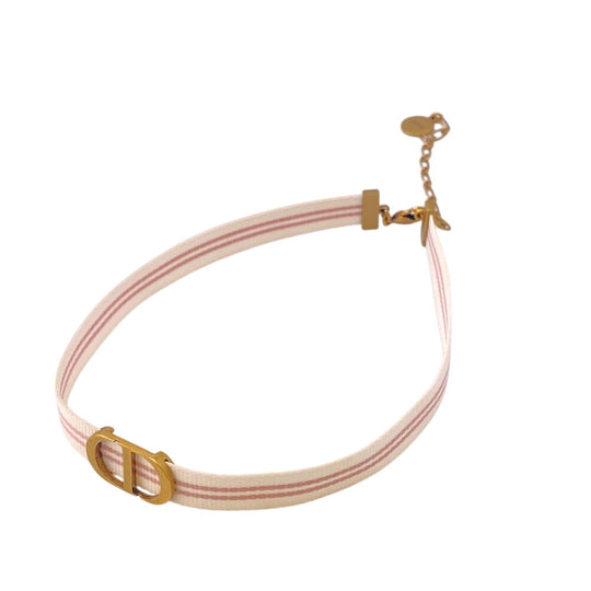 Dior choker Metal, Nylon white Petit CD Women Used Authentic